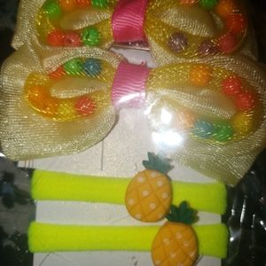 Girls hair bow and hair ties